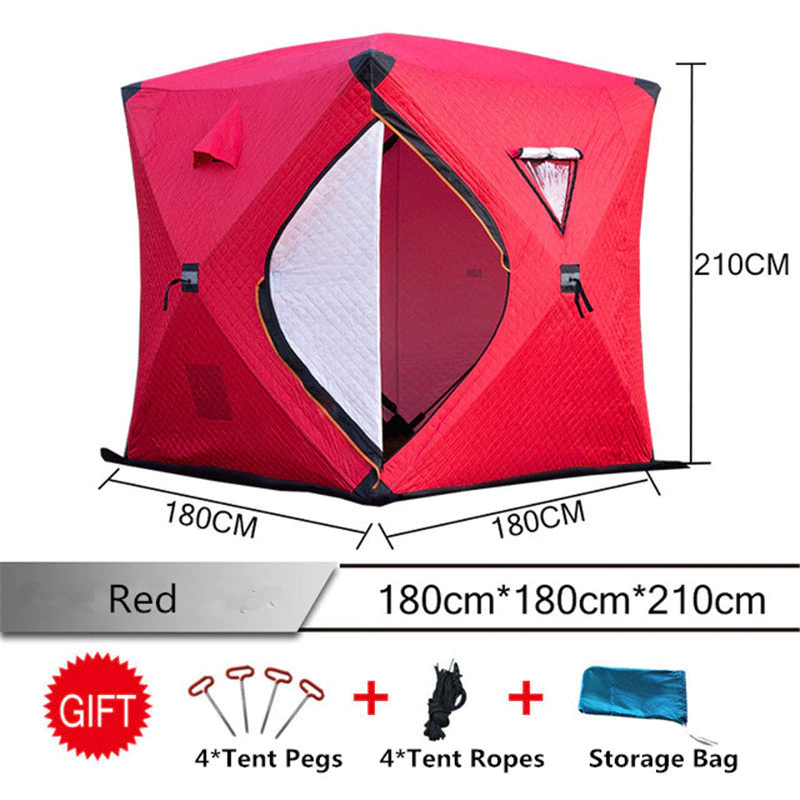Cheap Goat Tents Outdoor Winter Fishing Tent Warm Cotton Ice Fishing Tent Thickened Camping Shelter House Sauna Tent 1.8*1.8*2.1m 2Door 3 4Person Tents 